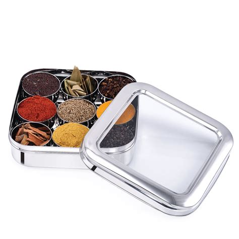 masala box stainless steel|masala storage box.